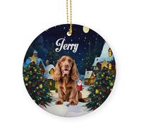 Céramique À Suspendre Amoureux des Chiens Cocker Spaniel Anglais Céramique Ornements De Noël, avec Ficelle Décoration Arbre De Noël Pendentif 7.3 Cm