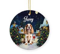 Céramique À Suspendre Amoureux des Chiens Cocker Spaniel Céramique Ornements De Noël, avec Ficelle Décoration De Noël 7.3 Cm