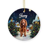 Céramique À Suspendre Amoureux des Chiens Cocker Spaniel Rouge Céramique Ornements De Noël, avec Ficelle Décoration Sapin De Noel 7.3 Cm