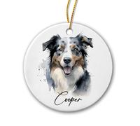 Céramique À Suspendre Berger Australien Ornement en Céramique Personnalisée Boule De Noëls Vintage Ornements d'arbre De Noël pour Fête Home Decor Maison