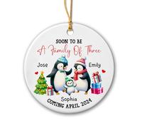 Céramique À Suspendre Bientôt Une Famille De Trois Personnes Ornement en Céramique Esthétique Décoration d'arbre De Noël Détachables Ornements d'arbre De Noël pour Maison Home Decor Fête
