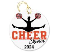 Céramique À Suspendre Cheerleading Personnalisé Ornement en Céramique Esthétique Boule De Noëls Vintage Décoration d'arbre De Noël pour Enfant Home Decor Maison 7.3CM