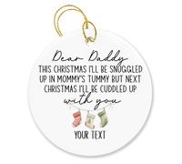 Céramique À Suspendre Cher Papa Personnalisé Ornement en Céramique Vintage Ornements d'arbre De Noël Esthétique Pendentifs Décoration pour Fête Maison Enfant 7.3CM
