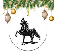 Céramique À Suspendre Cheval De Selle Paix Et Bonheur Ornement en Céramique Détachables Ornements d'arbre De Noël Vintage Pendentifs Décoration pour Maison Enfant Home Decor 7.3CM