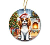 Céramique À Suspendre Chien Cavalier King Charles Spaniel Ornement en Céramique Détachables Boule De Noëls Personnalisée Décoration d'arbre De Noël pour Fête Home Decor Maison