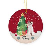 Céramique À Suspendre Chien Chinois À Crête Ornement en Céramique Personnalisable Boule De Noëls pour Home Decor Maison Fête du Nouvel 7.3 Cm
