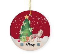 Céramique À Suspendre Chien Chinois À Crête Ornement en Céramique Personnalisable Ornements d'arbre De Noël pour Enfant Fête De Vacances Fête du Nouvel 7.3 Cm