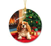 Céramique À Suspendre Chien Cocker Spaniel Ornement en Céramique Vintage Boule De Noëls Détachables Ornements d'arbre De Noël pour Fête Fête du Nouvel Maison 7.3CM