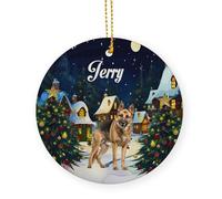 Céramique À Suspendre Chien De Berger Allemand Personnalisé Arbre De Noël Ornements Personnalisable Ornements d'arbre De Noël pour Enfant Maison Fête De Vacances 7.3 Cm