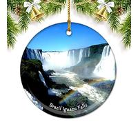 Céramique À Suspendre Chutes Au Brésil Ornement en Céramique Détachables Pendentifs Décoration Ornements Décoration d'arbre De Noël pour Maison Fête Home Decor 7.3CM