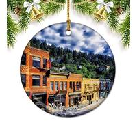 Céramique À Suspendre Deadwood Town Dakota du Sud États-Unis Amérique Arbre De Noël Ornements Esthétique Ornements d'arbre De Noël Vintage Pendentifs Décoration pour Fête Maison Home Decor 7.3CM