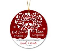 Céramique À Suspendre Histoires d'amour Vraies Ornement en Céramique Personnalisée Décoration d'arbre De Noël Esthétique Ornements d'arbre De Noël pour Home Decor Fête Fête du Nouvel 7.3CM