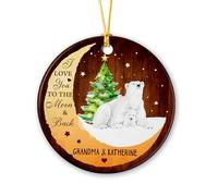 Céramique À Suspendre Je t'aime Jusqu'À La Lune Et Au-Delà, Ours Ornement en Céramique Esthétique Boule De Noëls Détachables Ornements d'arbre De Noël pour Fête Enfant Maison 7.3CM