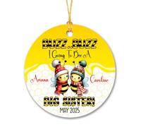 Céramique À Suspendre Je Vais Devenir Une Grande Sœur Ornement en Céramique Personnalisée Pendentifs Décoration Détachables Boule De Noëls pour Fête Fête du Nouvel Maison 7.3CM