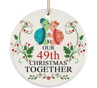 Céramique À Suspendre Joyeux 49E Anniversaire d'un Couple De Tortues Marié Et Amoureux Céramique Ornements De Noël, Décoration Sapin De Noel avec Ficelle