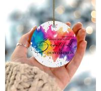 Céramique À Suspendre Les Routes Difficiles Mènent Souvent À Une Belle Ferme Ronde De Noël Ornement en Céramique Détachables Pendentifs Décoration Ornements Décoration d'arbre De Noël pour 7.3CM