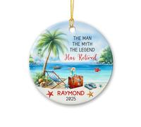 Céramique À Suspendre l'homme, Le Mythe, La Légende A Pris Sa Retraite Ornement en Céramique Esthétique Ornements d'arbre De Noël Personnalisée Pendentifs Décoration pour Maison 7.3CM