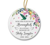 Céramique À Suspendre Maintenant, Elle Vole avec Les Colibris Ornement en Céramique Détachables Ornements d'arbre De Noël Personnalisée Boule De Noëls pour Enfant Fête Home Decor