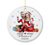 Céramique À Suspendre Marié Ornement en Céramique Personnalisée Pendentifs Décoration pour Fête du Nouvel Enfant Home Decor 7.3 Cm