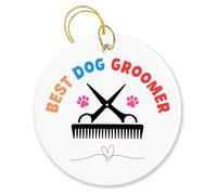 Céramique À Suspendre Meilleur Toiletteur pour Chiens Toiletteur pour Chiens Arbre De Noël Ornements Esthétique Pendentifs Décoration Vintage Ornements d'arbre De Noël pour Enfant Fête 7.3CM