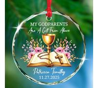 Céramique À Suspendre Mes Parrains Et Marraines sont Un Don du Ciel Ornement en Céramique Décoration Boule De Noëls pour Home Decor Maison Fête du Nouvel 7.3 Cm