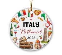 Céramique À Suspendre Monuments Artistiques Italiens Personnalisés Ornement en Céramique Esthétique Ornements d'arbre De Noël Vintage Pendentifs Décoration pour Fête Maison Home Decor 7.3CM