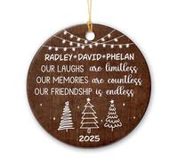 Céramique À Suspendre Nos Rires sont sans Limites Ornement en Céramique Vintage Ornements d'arbre De Noël Pendentif Pendentifs Décoration pour Fête Home Decor Enfant 7.3Cm