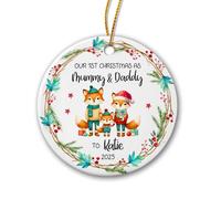 Céramique À Suspendre Notre Premier en Tant Que Maman Et Papa Ornement en Céramique Esthétique Décoration d'arbre De Noël Personnalisée Pendentifs Décoration pour Maison Home Decor Fête