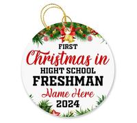 Céramique À Suspendre Personnalisé pour Les Étudiants De Première Année Ornement en Céramique Esthétique Pendentifs Décoration Vintage Boule De Noëls pour Fête Home Decor Enfant 7.3CM