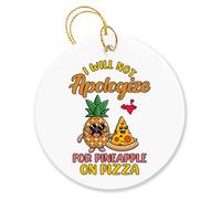 Céramique À Suspendre Pizza À L'Ananas Amusante Ornement en Céramique Esthétique Ornements d'arbre De Noël Vintage Pendentifs Décoration pour Fête Maison Enfant 7.3CM