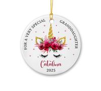 Céramique À Suspendre pour Une Petite-Fille Très Spéciale Ornement en Céramique Personnalisée Ornements d'arbre De Noël Esthétique Boule De Noëls pour Fête du Nouvel Home Decor Maison 7.3CM