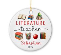 Céramique À Suspendre Professeur De Littérature Ornement en Céramique Détachables Boule De Noëls Vintage Décoration d'arbre De Noël pour Enfant Home Decor Maison 7.3Cm