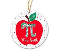 Céramique À Suspendre Professeur De Mathématiques Pommes Ornement en Céramique Personnalisée Ornements d'arbre De Noël Esthétique Pendentifs Décoration pour Enfant Fête Home Decor