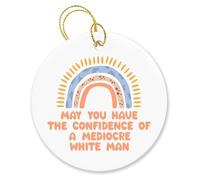 Céramique À Suspendre Puissiez-Vous Avoir La Confiance d'un Féministe Blanc Médiocre Arbre De Noël Ornements Esthétique Ornements d'arbre De Noël Vintage Pendentifs Décoration pour Fête 7.3CM
