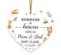 Céramique À Suspendre Quelqu'un Au Paradis Nous Appelle Maman Et Papa Ornement en Céramique Vintage Décoration D'Arbres De Noëls pour Enfant Fête De Vacances Fête du Nouvel 7.3 Cm