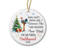 Céramique À Suspendre Quelqu'un D'Autre Peut Livrer Votre Courrier. Je suis Retraité. Ornement en Céramique Détachables Boule De Noëls Personnalisée Décoration d'arbre De Noël pour Fête Maison