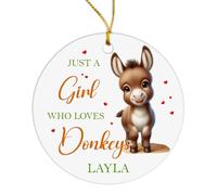 Céramique À Suspendre Qui Aime Juste Une Fille Ânes Ornement en Céramique Rétro Ornements d'arbre De Noël pour Maison Enfant Home Decor 7.3 CM