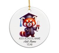 Céramique À Suspendre Remise des Diplômes du Panda Roux Ornement en Céramique Personnalisée Pendentifs Décoration pour Enfant Fête du Nouvel Home Decor 7.3 CM