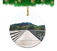 Céramique À Suspendre Sentier des Vestes Rouges De Mankato, Minnesota Travel Ornement en Céramique Détachables Pendentifs Décoration Esthétique Ornements d'arbre De Noël pour Enfant Maison 7.3CM