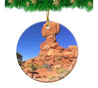 Céramique À Suspendre Sentier Moab Balanced Rock, Utah Travel Ornement en Céramique Esthétique Décoration d'arbre De Noël Vintage Pendentifs Décoration pour Enfant Home Decor Maison 7.3CM