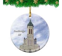 Céramique À Suspendre Southbridge Paroisse Notre-Dame Massachusetts Voyage Ornement en Céramique Esthétique Décoration d'arbre De Noël Vintage Pendentifs Décoration pour Fête Enfant 7.3CM