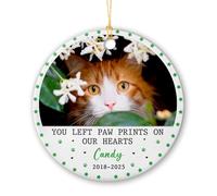 Céramique À Suspendre Tu As Laissé des Empreintes De Pattes sur Nos Cœurs Ornement en Céramique Décoration Ornements d'arbre De Noël pour Home Decor Maison Fête du Nouvel 7.3 Cm