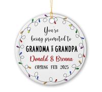 Céramique À Suspendre Tu ES Promu Grand-Mère Grand-Père Ornement en Céramique Vintage Ornements d'arbre De Noël Esthétique Pendentifs Décoration pour Fête Maison Home Decor 7.3Cm