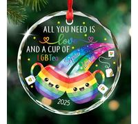 Céramique À Suspendre Verre, Tout Ce Dont Vous Avez Besoin C'est d'amour Et d'une Tasse De LGBT Ornement en Céramique Personnalisée Boule De Noëls Vintage Décoration d'arbre De Noël