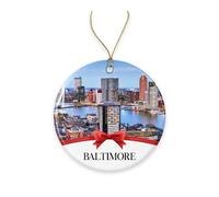 Céramique À Suspendre Voyages À Baltimore Ornement en Céramique Esthétique Ornements d'arbre De Noël Vintage Pendentifs Décoration pour Enfant Home Decor Maison 7.3CM