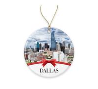 Céramique À Suspendre Voyages À Dallas Ornement en Céramique Esthétique Pendentifs Décoration Vintage Ornements d'arbre De Noël pour Enfant Fête Maison 7.3CM
