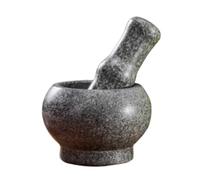 Céramique ail gingembre pestle set, Ensemble mortier et pilon en pierre à épices ail, gris, 13x9cm, 14x9cm(13x9cm)