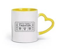 céramique Café et boissons chaudes Billets de cinéma à domicile Cinéma à domicile résidentiel créatif （11oz/320ml） Pour expresso, service à thé Jaune