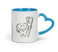 céramique Coffret cadeau pour tasse à latte avec anse Brosse à dents de salle de bain cool pour enfants （11oz/320ml） Pour le thé Café chaud Bleu