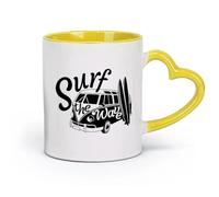 céramique Coffret cadeau pour tasse à latte avec anse Planche de surf Planche à voile Sports de plage （11oz/320ml） Pour lait, thé, eau de coca Jaune